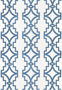 Blue trellis curtains blue lattice curtains blue embroidered curtains regal drapes blue white Thibaut Curtains Songyue embroidery drapes