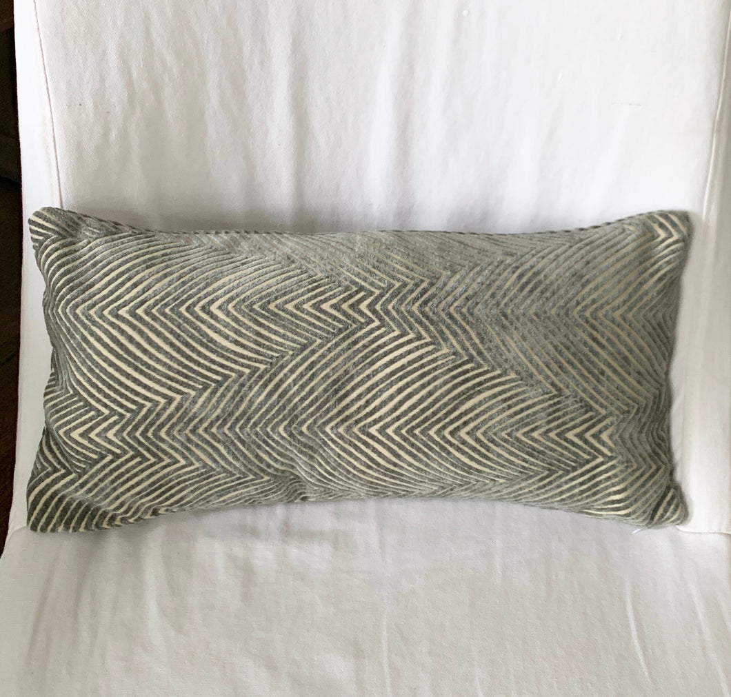 QUICK SHIP Velvet lumbar pillow 10x20 lumbar cut velvet gray beige grey velvet lumbar pillow labyrinth velvet metropolitan velvet