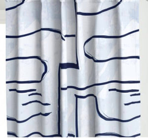 NAVY WHITE curtains brush stroke curtains graffiti modern curtains paint stroke curtains painterly navy curtains blue white large scale mod