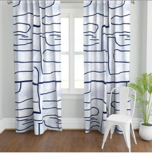 NAVY WHITE curtains brush stroke curtains graffiti modern curtains paint stroke curtains painterly navy curtains blue white large scale mod