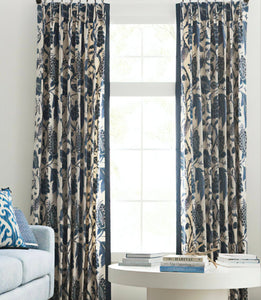 Blue floral curtains navy drapes large scale curtains blue dining room curtains navy print living room curtains bedroom curtains long