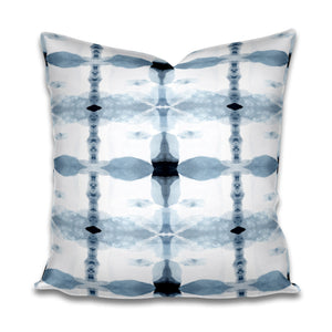 QUICK SHIP Blue watercolor pillow painterly pillow blue ikat pillow blue shibori pillow ready to ship 16x16 both sides