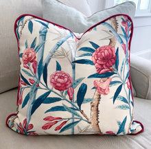 QUICK SHIP Magenta and Blue Floral pillow pink and blue pillow with magenta piping self welt dark pink and teal pillow dark pink floral