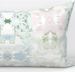 QUICK SHIP Pink green blue pillow pink mist blue accent pillow chinoiserie pastel design pillow greens blues pinks blush lumbar pillow soft
