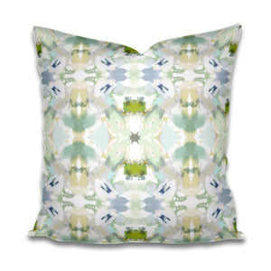 Blue green beige pillow mist blue chartreuse accent pillow chinoiserie pastel design pillow greens blues aqua lumbar pillow 18x18 20x20 soft